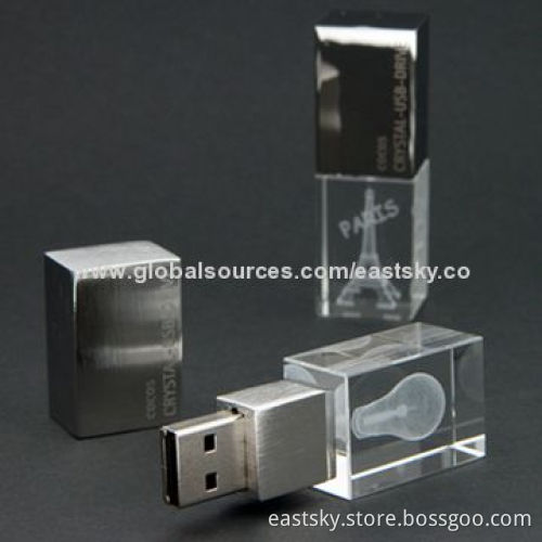 Custom Crystal USB Flash Drive, Different Light Colors, Attractive and Elegant Crystal, Shiny